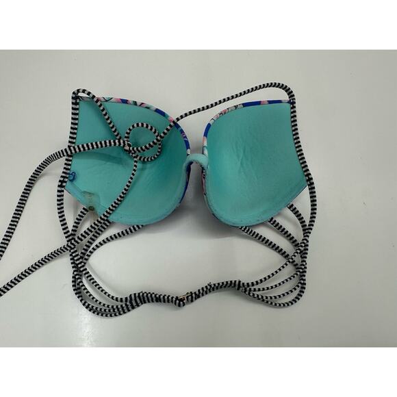 Shade and Shore Womens Swimsuit Bikini Top Padded Push Up Blue Floral - Picture 2 of 8